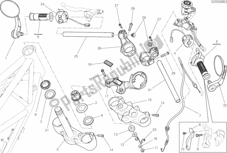 Wszystkie części do Kierownica I Elementy Steruj? Ce Ducati Scrambler Cafe Racer USA 803 2017